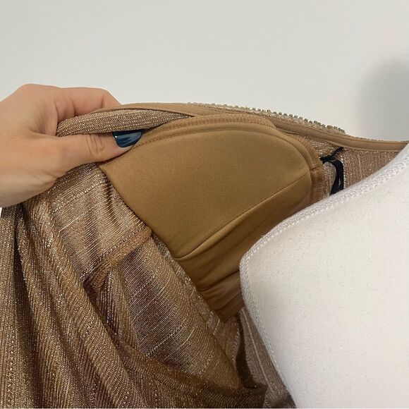 Alex Evenings Gold Shimmer Open Front Cardigan Jacket Plus Size 18 Beaded Trim - Picture 7 of 7